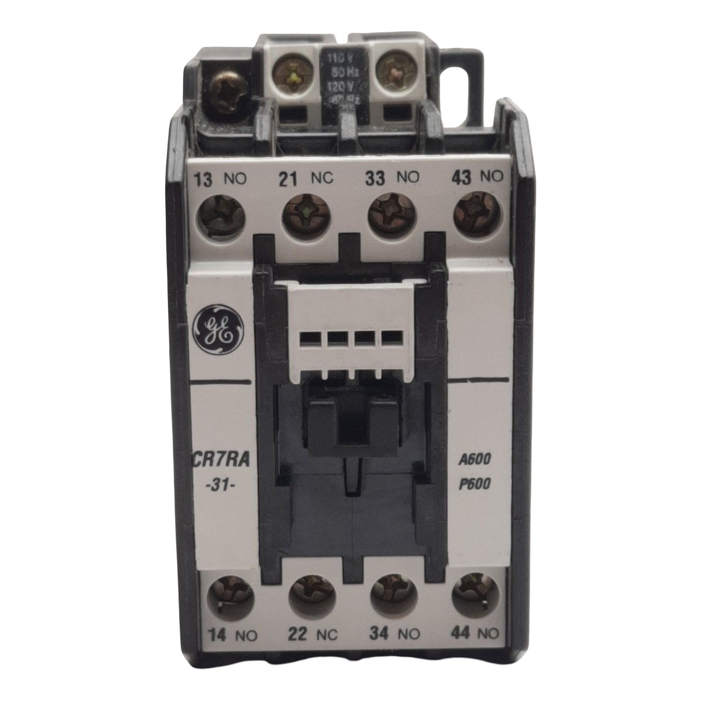 Used General Electric CR7RA-31-120V Contactor, 3-Pole, 20A 600VAC, 110-120VAC Coil