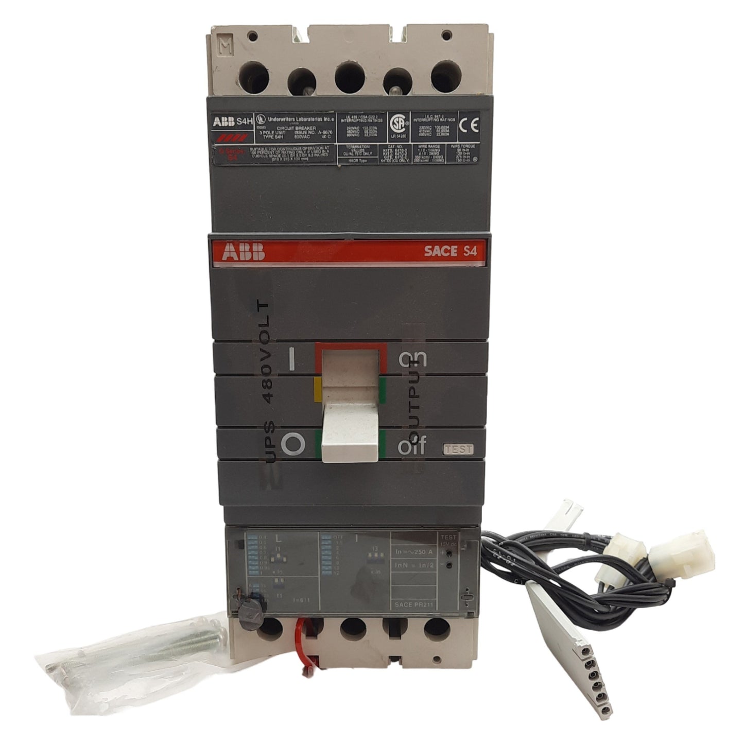 Used ABB S4H SACE S4 122160023-002 Circuit Breaker, 600 VAC, 250 Amp, 3 Pole