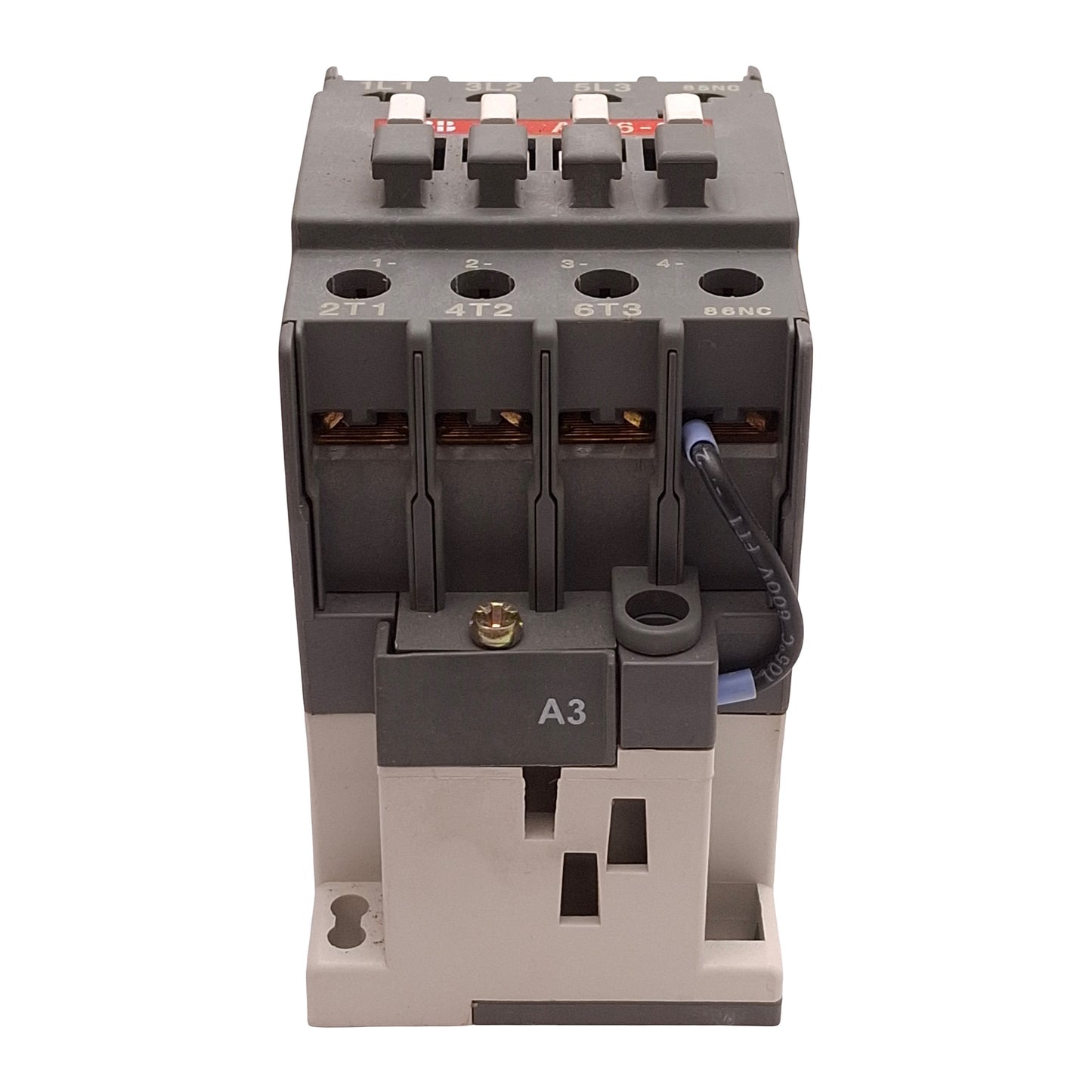 Used ABB AE26-30 Contactor, 3 Normally Open, 40A 600VAC 25HP, 24VDC Coil, DIN Rail