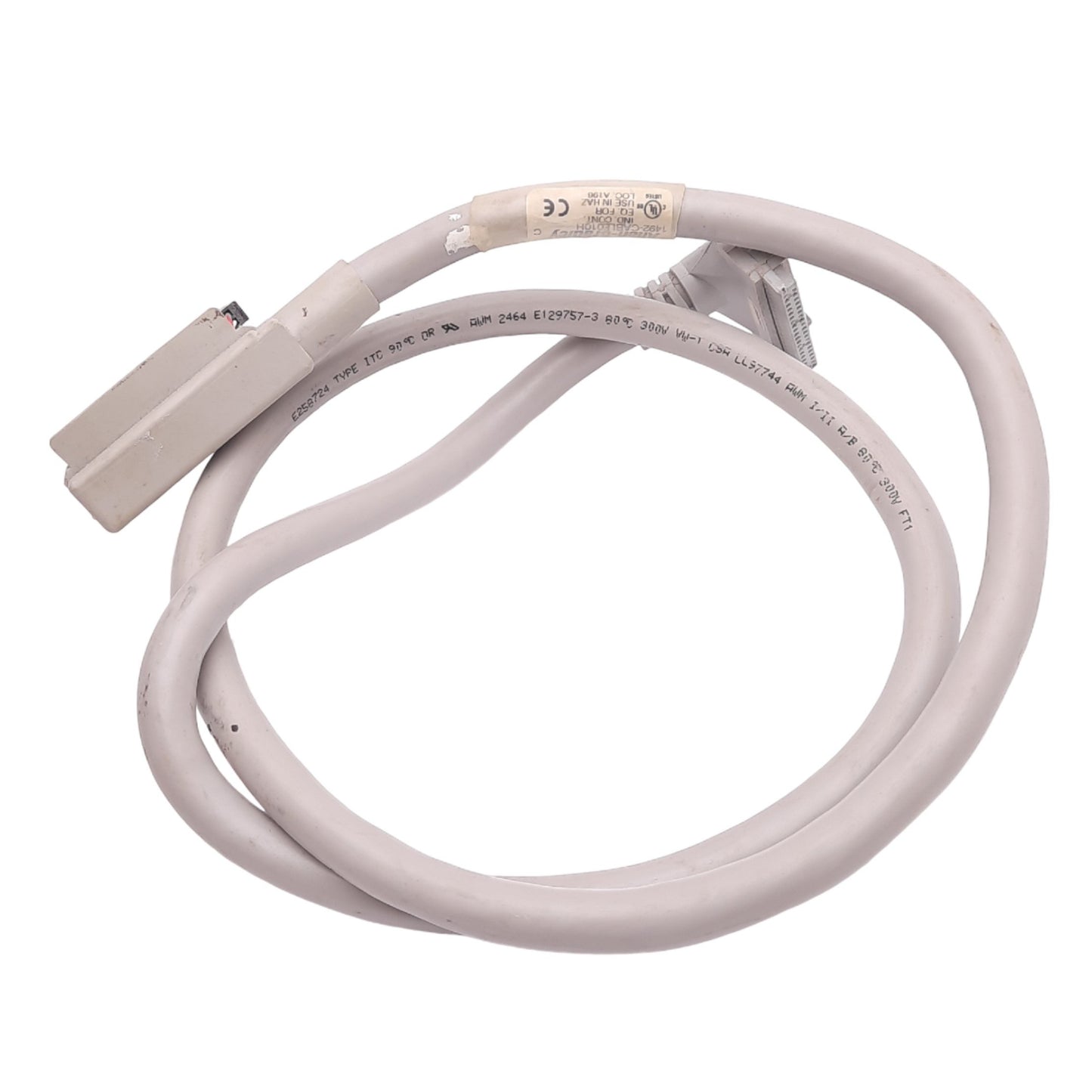 Used Allen Bradley 1492-CABLE010H Cable for 1746 I/O Modules, 40-Pin, 300V, 4ft