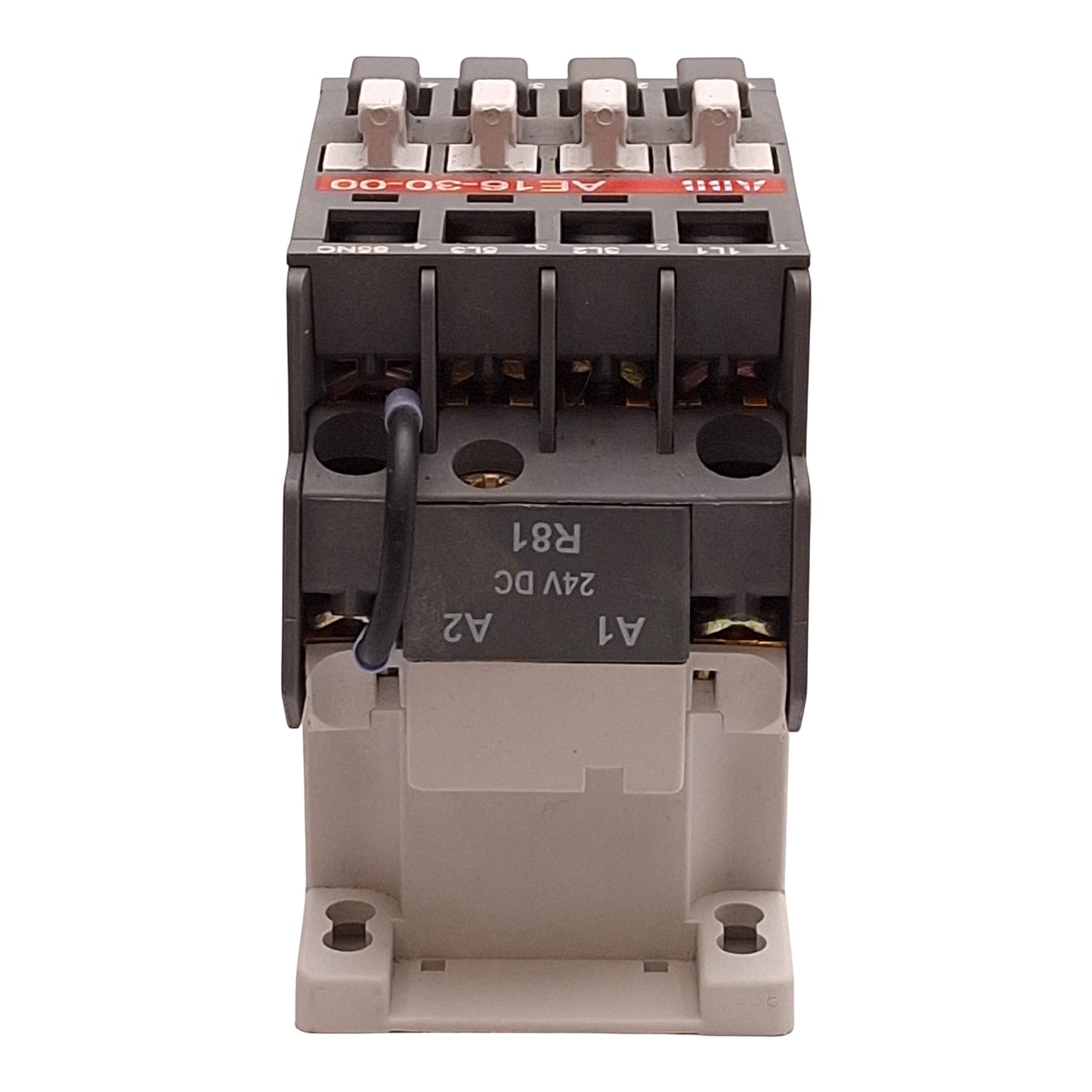 Used ABB AE16-30-00 Contactor, 3-Poles, 3NO, 600VAC 30A 15HP, DIN Rail, 24VDC Coil