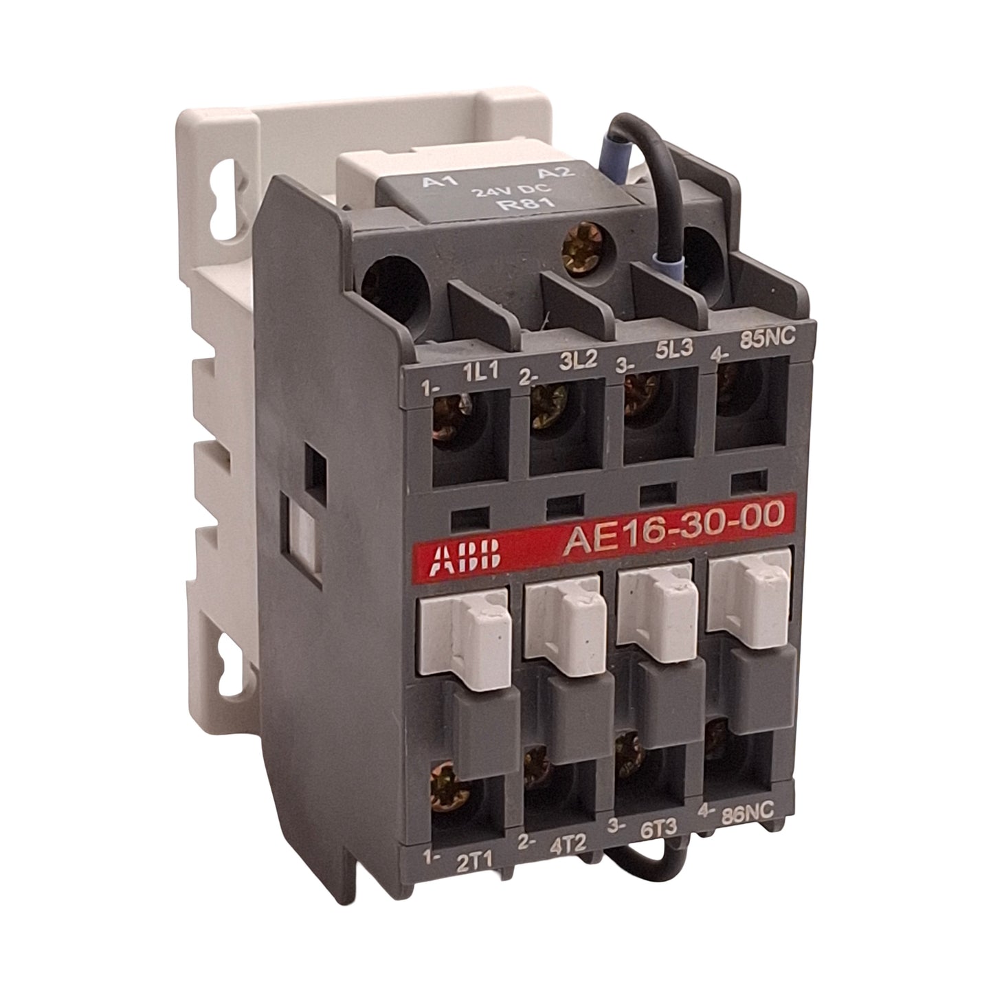 Used ABB AE16-30-00 Contactor, 3-Poles, 3NO, 600VAC 30A 15HP, DIN Rail, 24VDC Coil