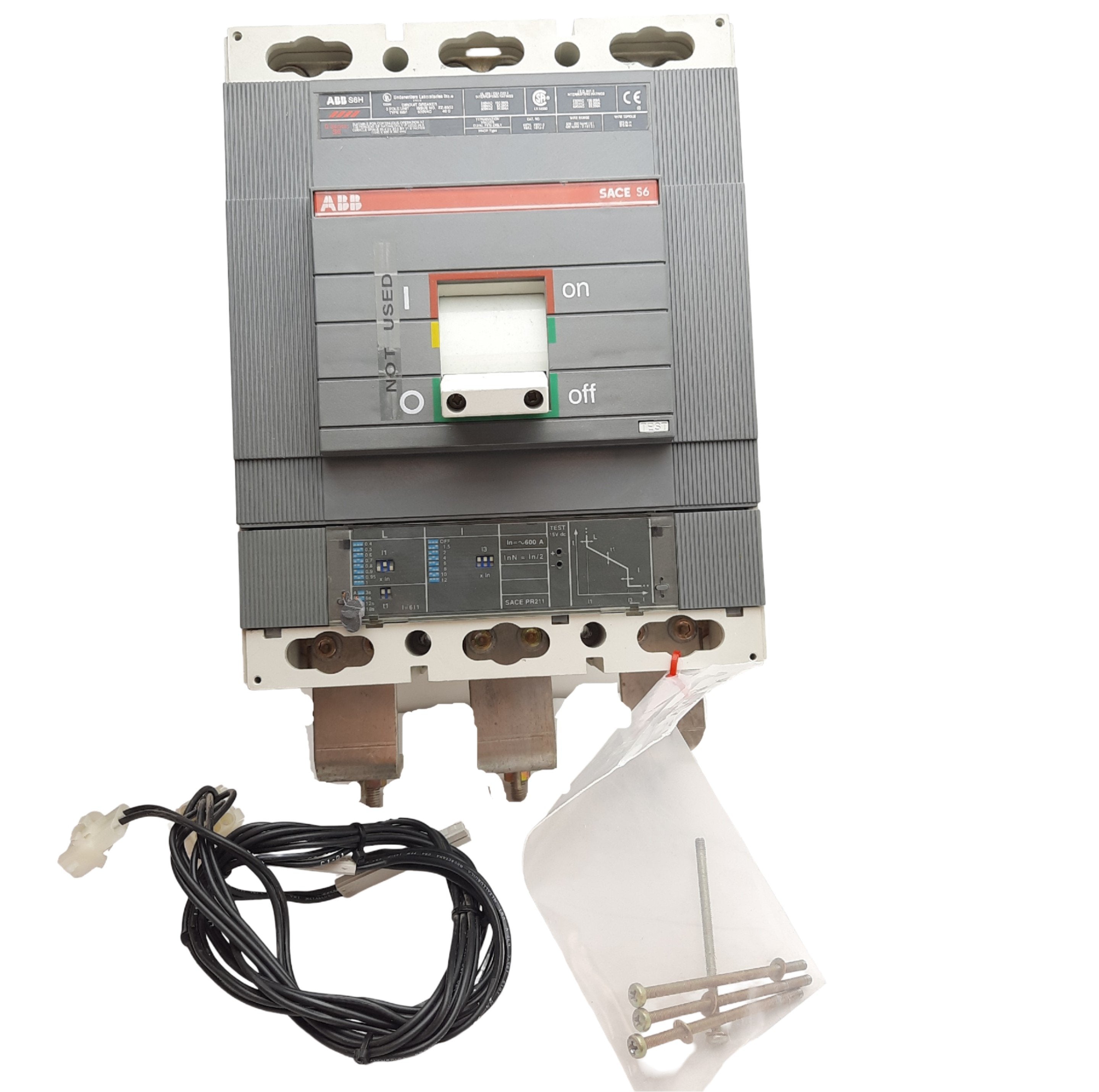 ABB S6H SACE S6 122160025-002 Circuit Breaker, 600 VAC, 600 Amp, 3 Pol ...