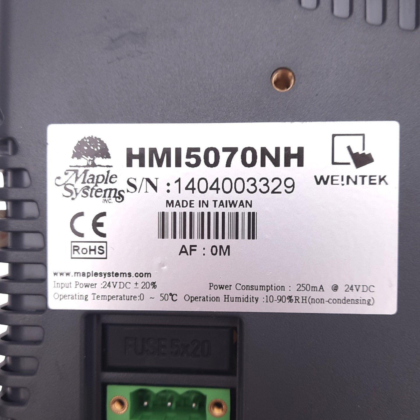 Used Maple Systems HMI5070NH Operator Interface, 7" LCD Touch Screen, 800x480, 24VDC