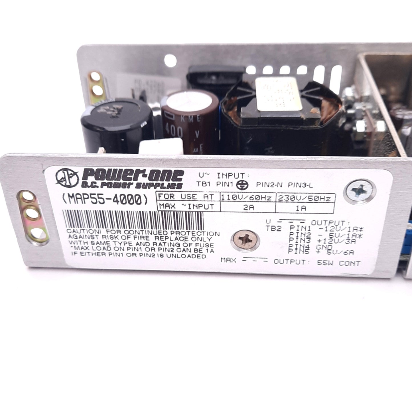 Used Power-One MAP55-4000 Power Supply, 110/230VAC In, 5/12VDC 6/3A Out, 55W Max