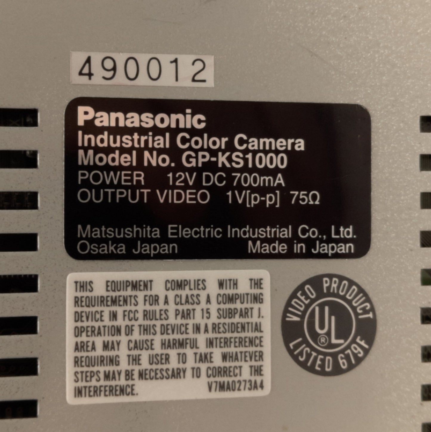 Used Panasonic GP-KS1000 Camera Controller 12VDC Supply, 1V[p-p] Output Video