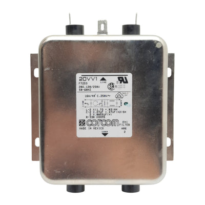 Used Corcom 20VV1 F7253 Single Phase Power Line Filter, 20A 120/250VAC 50/60Hz