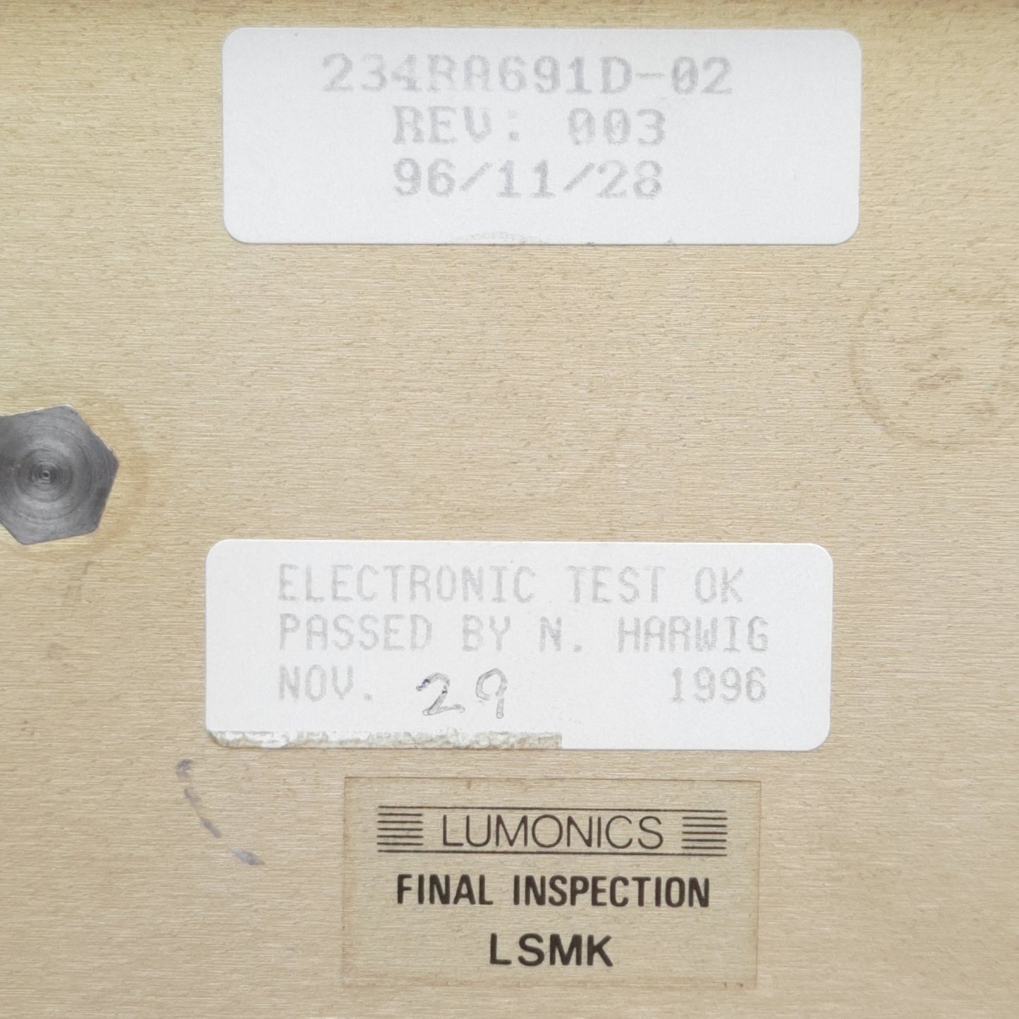 Used Lumonics 234RA691D-02 Rev .03 Control Key Pad For Laser System, *With Keys*