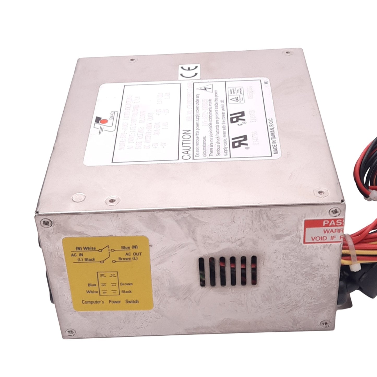Used EMACS SP2-4400F AT Power Supply, 115/230VAC In, 5/12VDC 50/20A Out, 400W Max