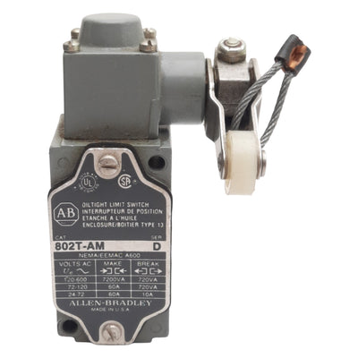 Used Allen Bradley 802T-AM Oiltight Limit Switch, 2-Circuit 1N.O + 1N.C., 10A 600VAC