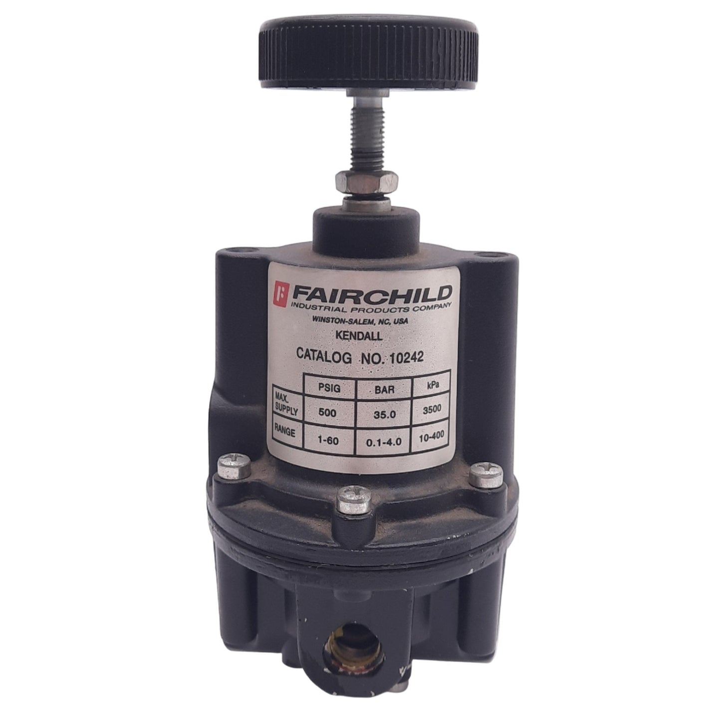 Used Fairchild 10242 Pneumatic Pressure Regulator, 1/4NPT, 1-60psi Set, 500psi Max