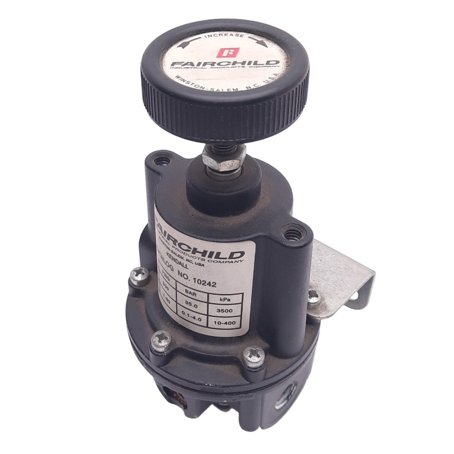 Used Fairchild 10242 Pneumatic Pressure Regulator, 1/4NPT, 1-60psi Set, 500psi Max