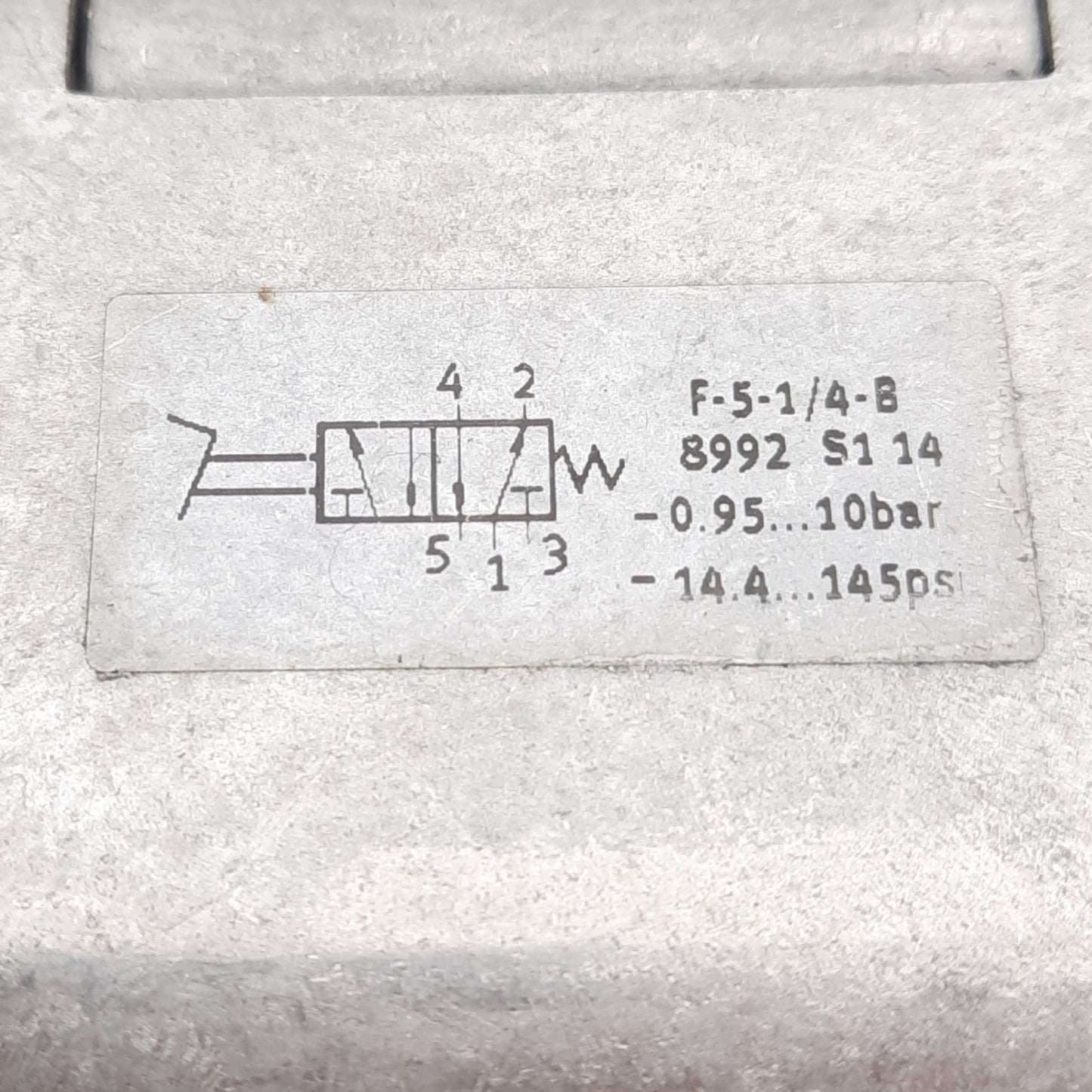 Used Festo F-5-1/4-B Pneumatic Foot Valve, 5/2 Way, Ports G 1/4, -0.95 bar to 10 bar
