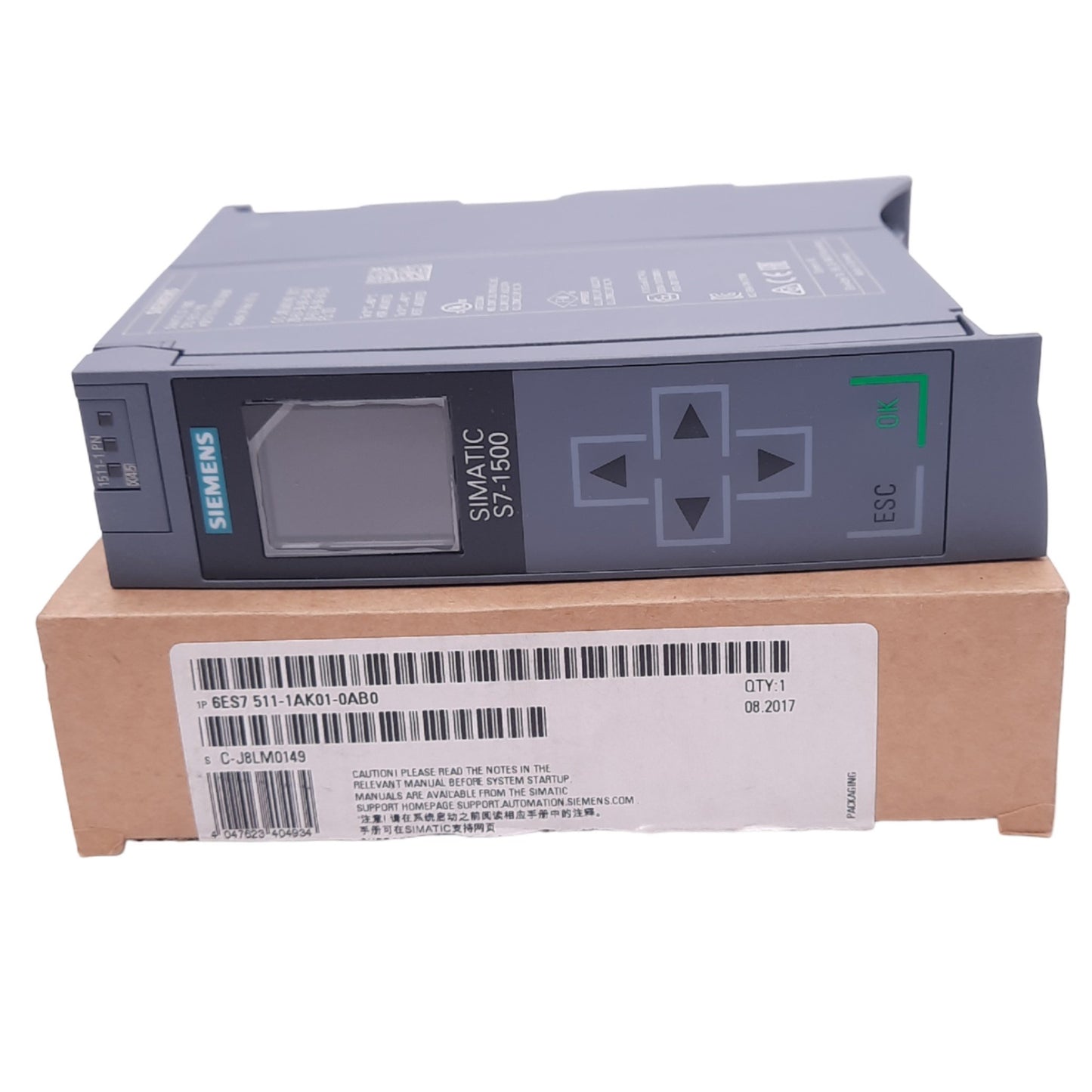 New Siemens 6ES7511-1AK01-0AB0 SIMATIC S7-1500 CPU, 32GB Max Memory, PROFINET, 24VDC