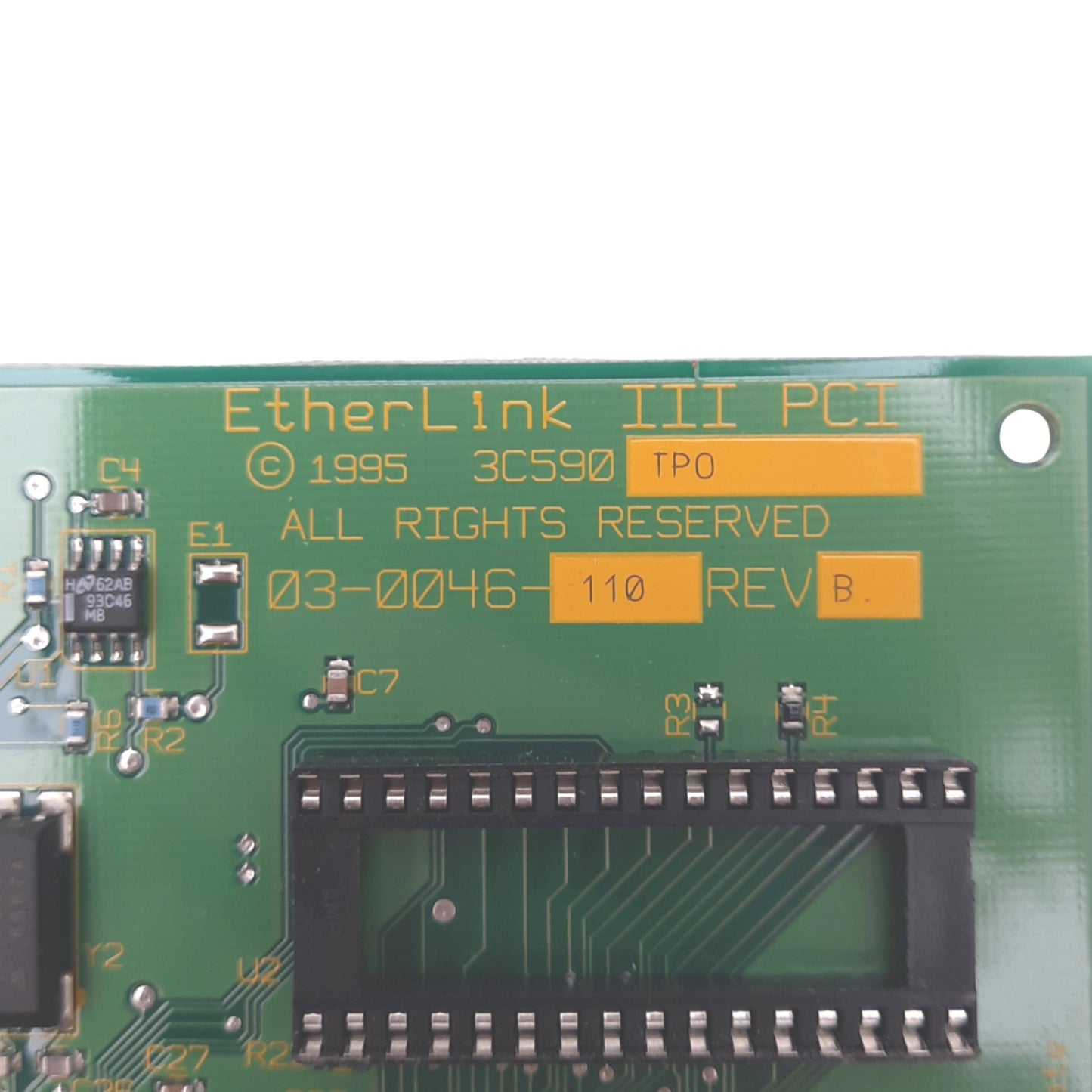 Used 3Com 03-0046-110 Rev B EtherLink III PCI Network Card, 10Mbps Max, RJ45