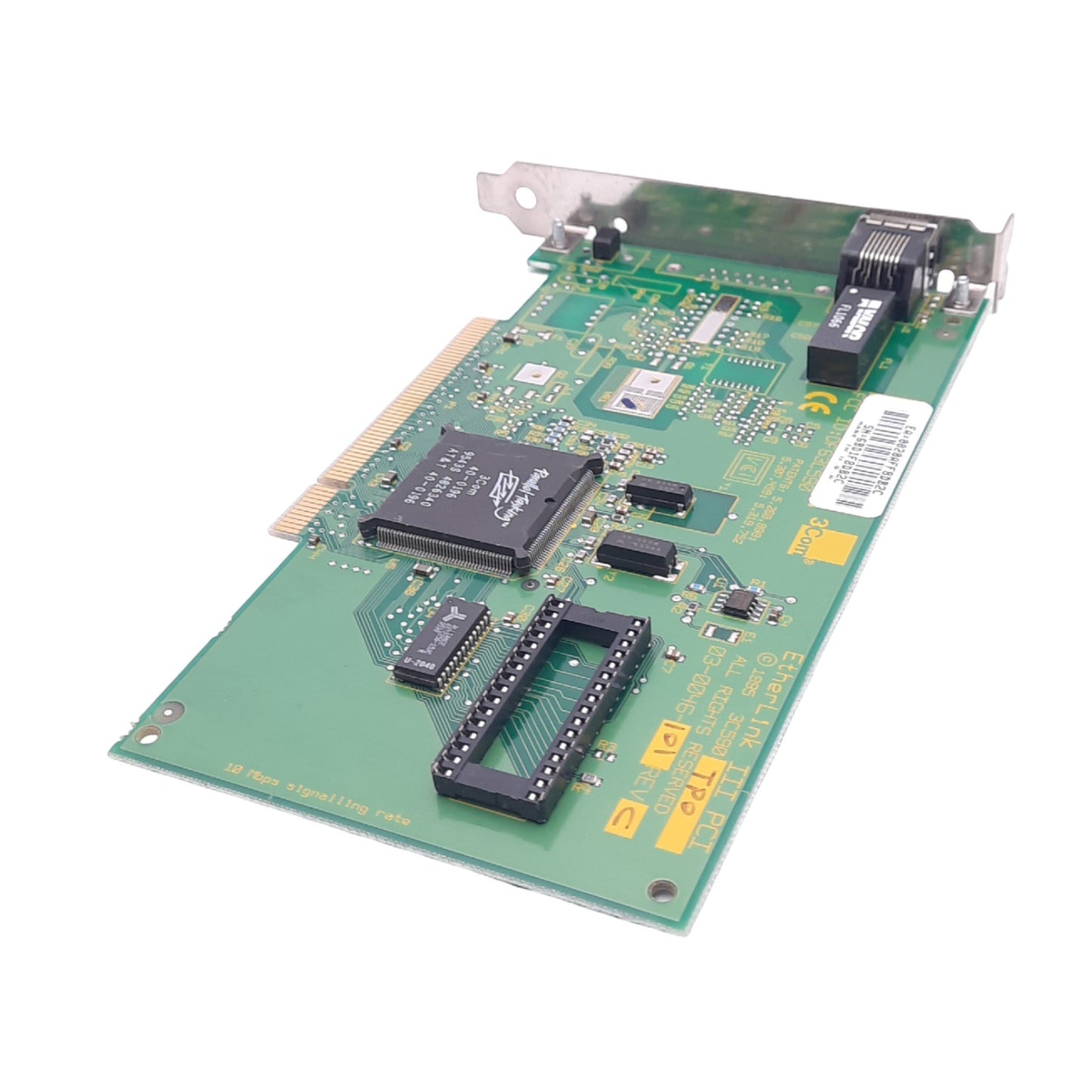 Used 3Com 03-0046-101 Rev C EtherLink III PCI Network Card, 10Mbps Max, RJ45