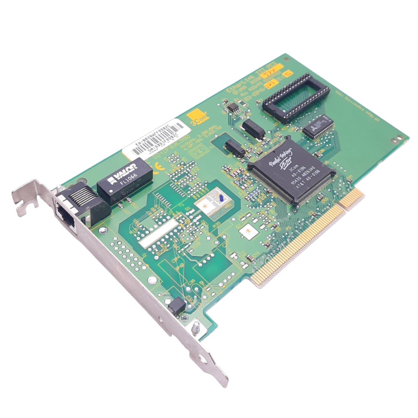 Used 3Com 03-0046-101 Rev C EtherLink III PCI Network Card, 10Mbps Max, RJ45