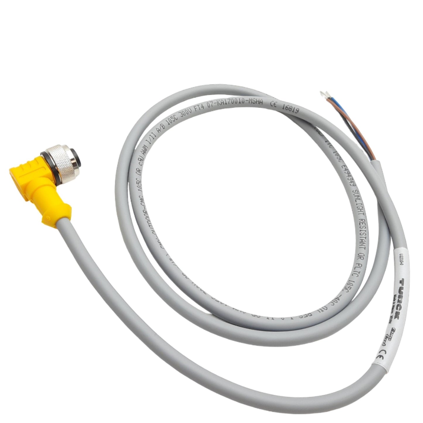 New Lot of 3 Turck WK 4T-1 U2210-0 Actuator and Sensor Cordset, 250 V, 4 A M12