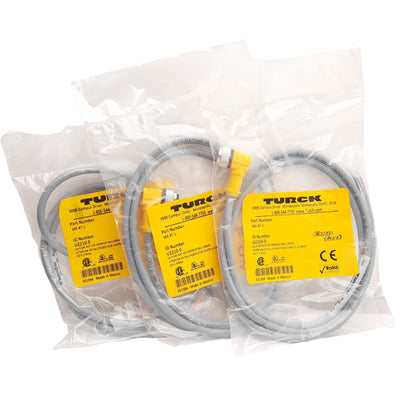 New Lot of 3 Turck WK 4T-1 U2210-0 Actuator and Sensor Cordset, 250 V, 4 A M12