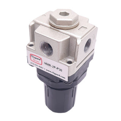 Used Clippard MMR-2P-P30 Pneumatic Regulator, 1/8in NPT, 7-30psi Set, 150psi Max