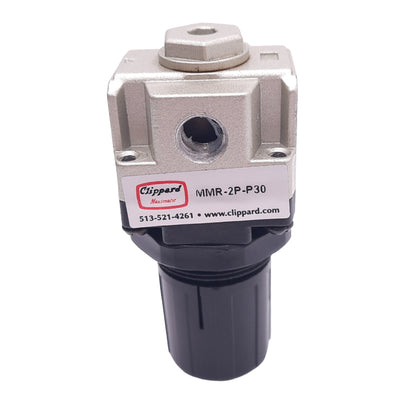 Used Clippard MMR-2P-P30 Pneumatic Regulator, 1/8in NPT, 7-30psi Set, 150psi Max