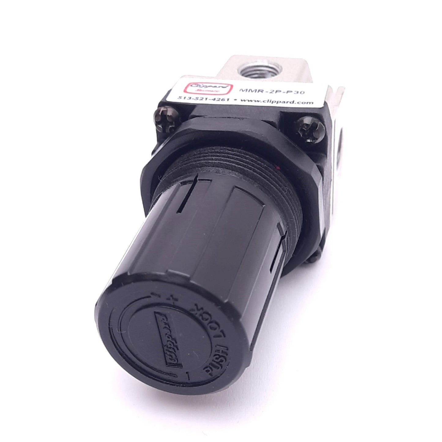 Used Clippard MMR-2P-P30 Pneumatic Regulator, 1/8in NPT, 7-30psi Set, 150psi Max