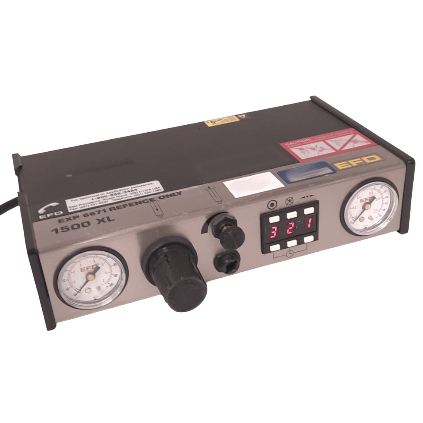 Used EFD 1500XL Fluid Dispenser, 80-100psi In, 0-100psi Out, 100/120/200VAC, 14VA Max