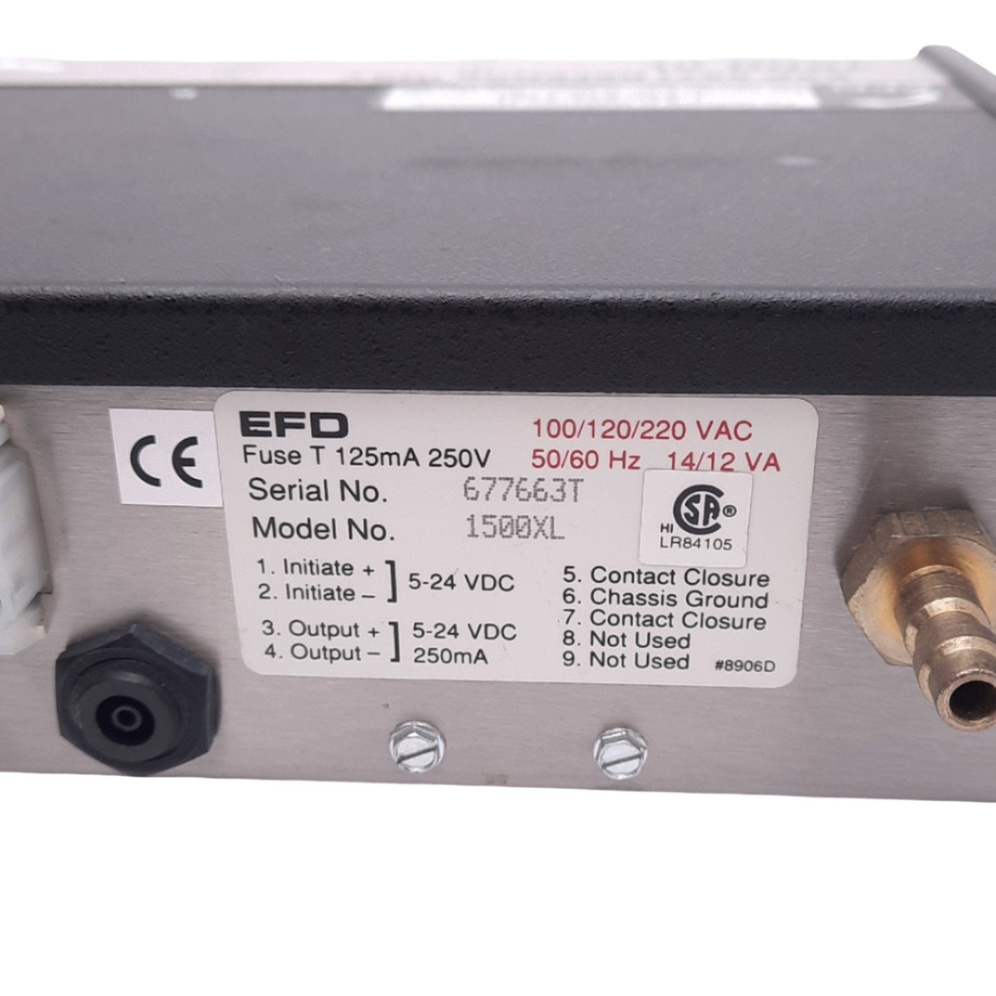 Used EFD 1500XL Fluid Dispenser, 80-100psi In, 0-100psi Out, 100/120/200VAC, 14VA Max