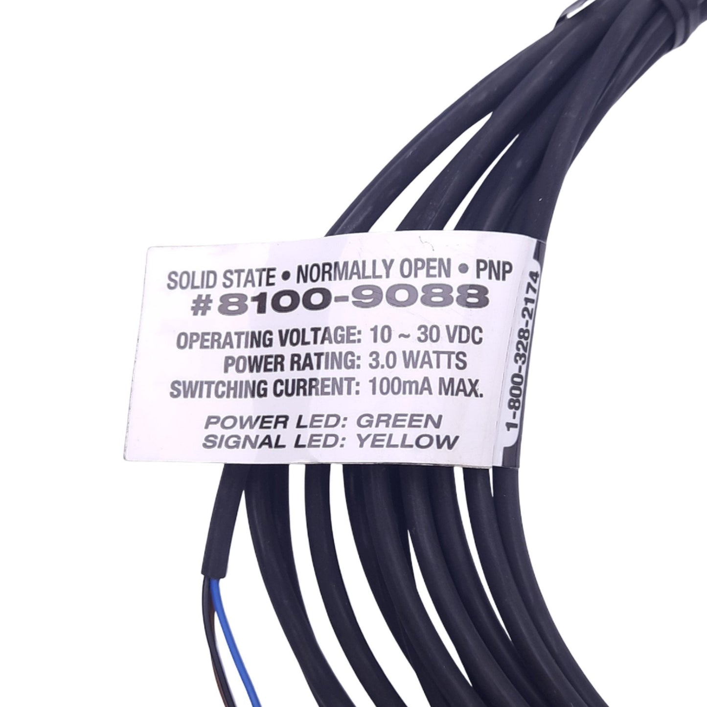 Used Tolomatic 8100-9088 Solid State Sensor Cable, PNP Normally Open, 10-30VDC, 5m