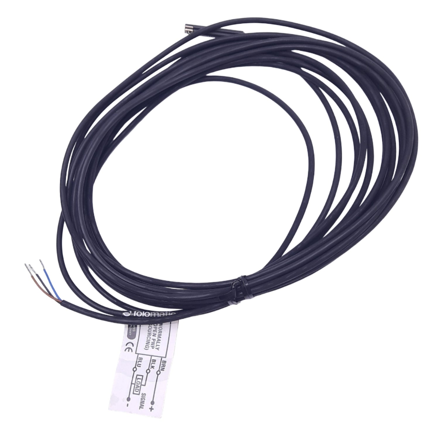 Used Tolomatic 8100-9088 Solid State Sensor Cable, PNP Normally Open, 10-30VDC, 5m