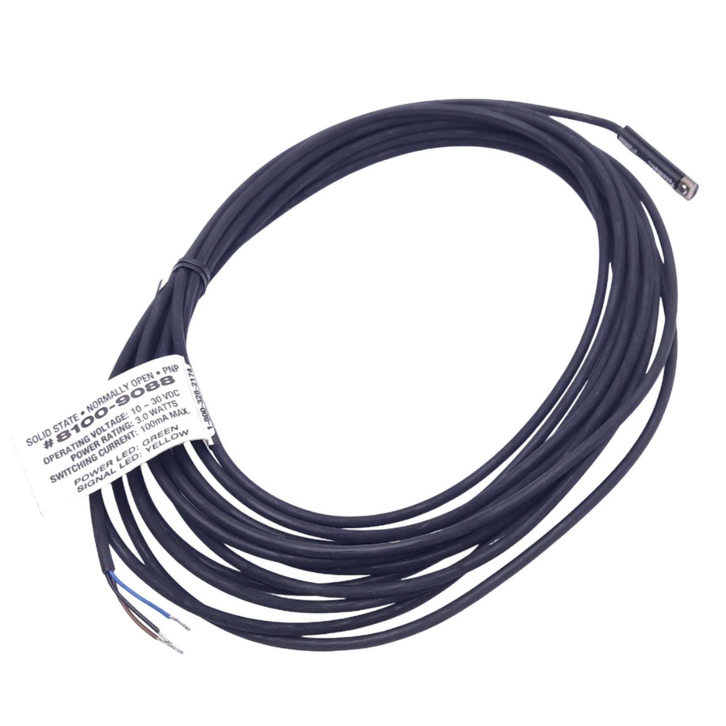 Used Tolomatic 8100-9088 Solid State Sensor Cable, PNP Normally Open, 10-30VDC, 5m