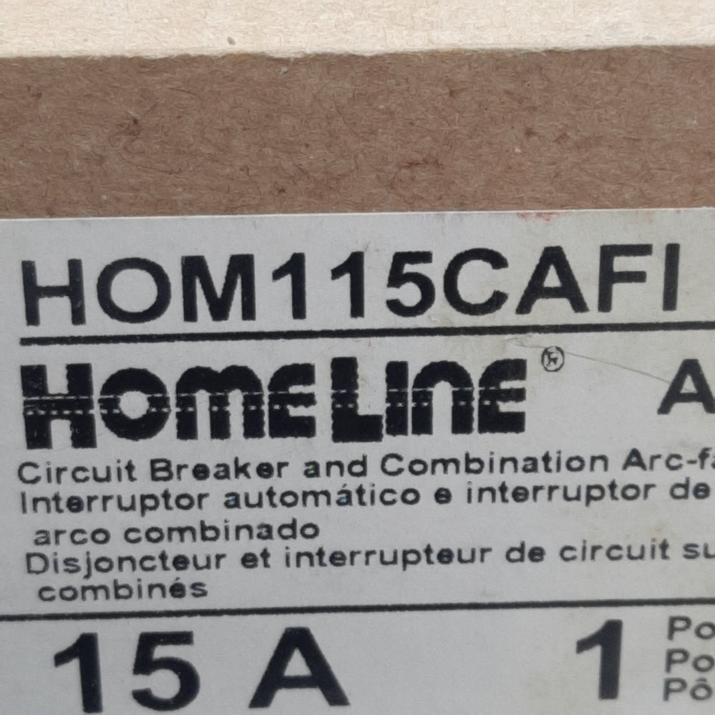 New Square-D HOM115CAFI Mini Circuit Breaker, 1-Pole, 15A, 120VAC, Plug-On