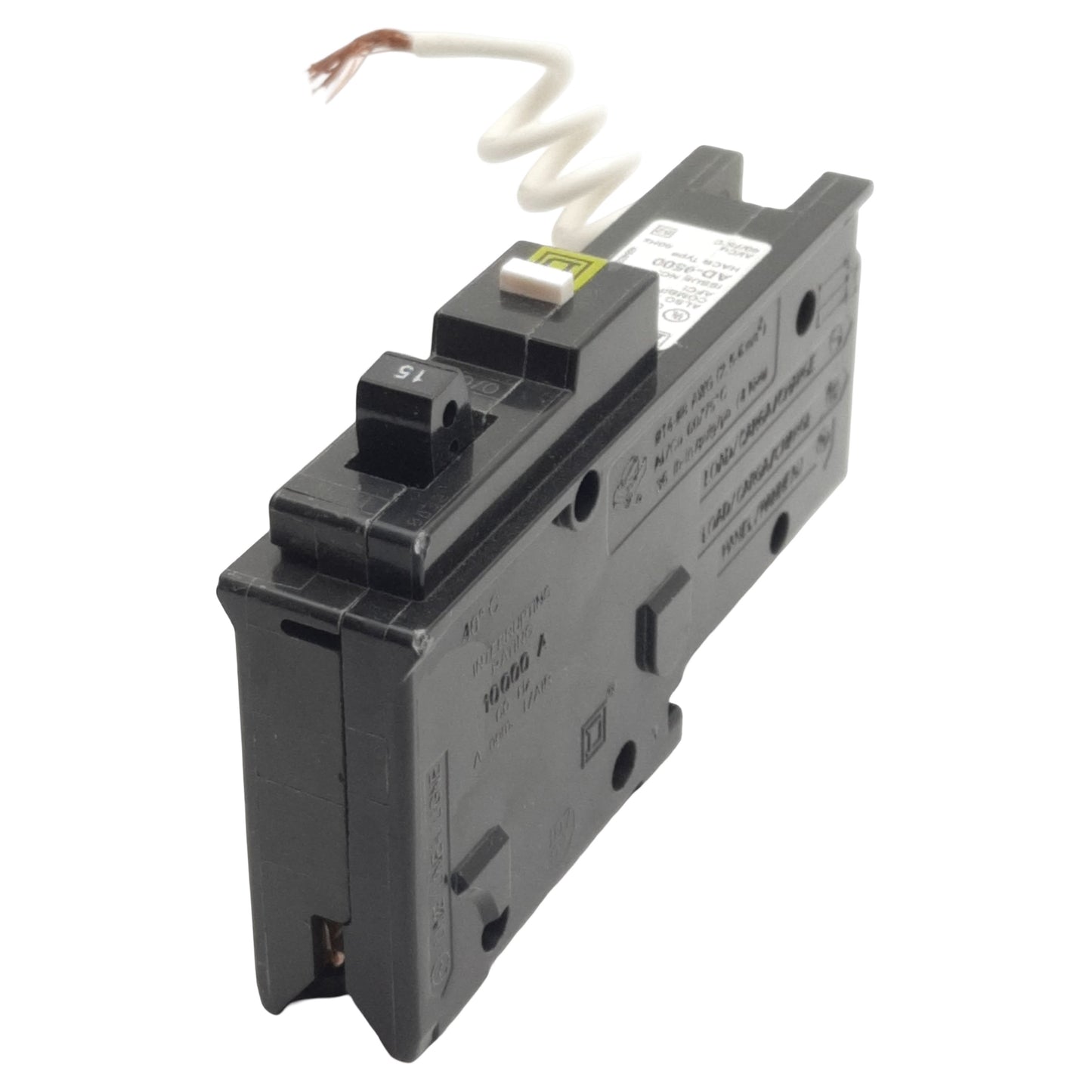 New Square-D HOM115CAFI Mini Circuit Breaker, 1-Pole, 15A, 120VAC, Plug-On