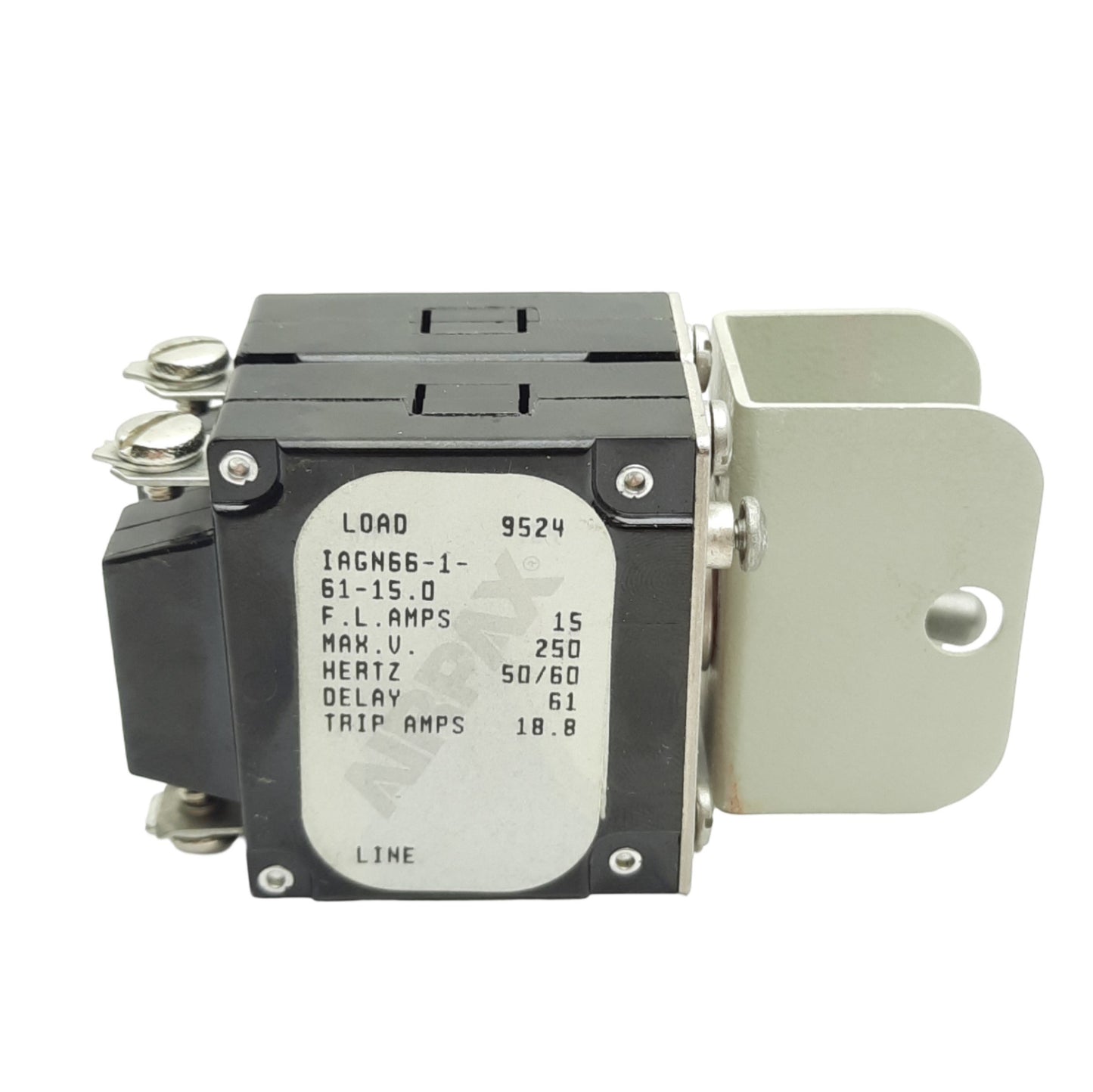 Used Airpax IAGN66-1-61-15.0 Magnetic Circuit Breaker, 15A 2-Pole, 250VAC/80VDC