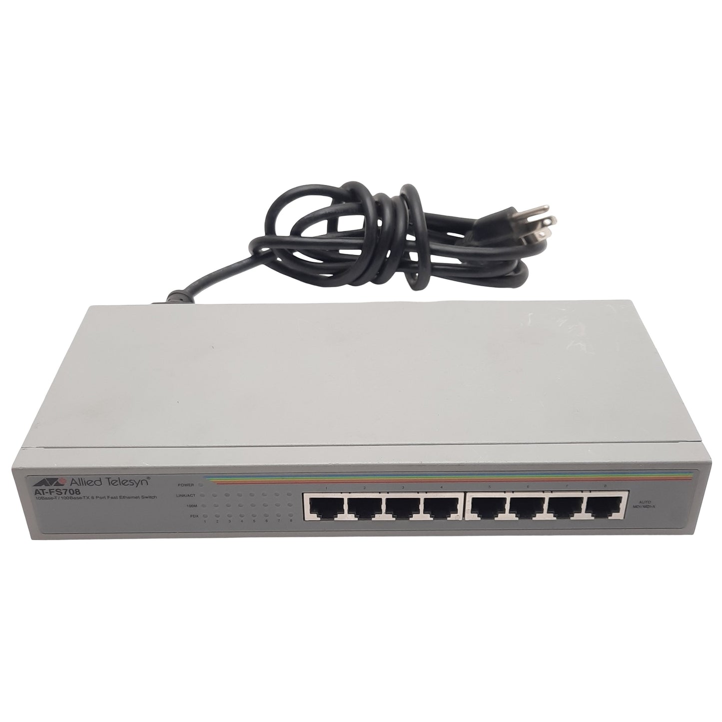 Used Allied Telesyn AT-FS708 10/100 Fast Ethernet Switch, 8-Port RJ-45, 110/120VAC