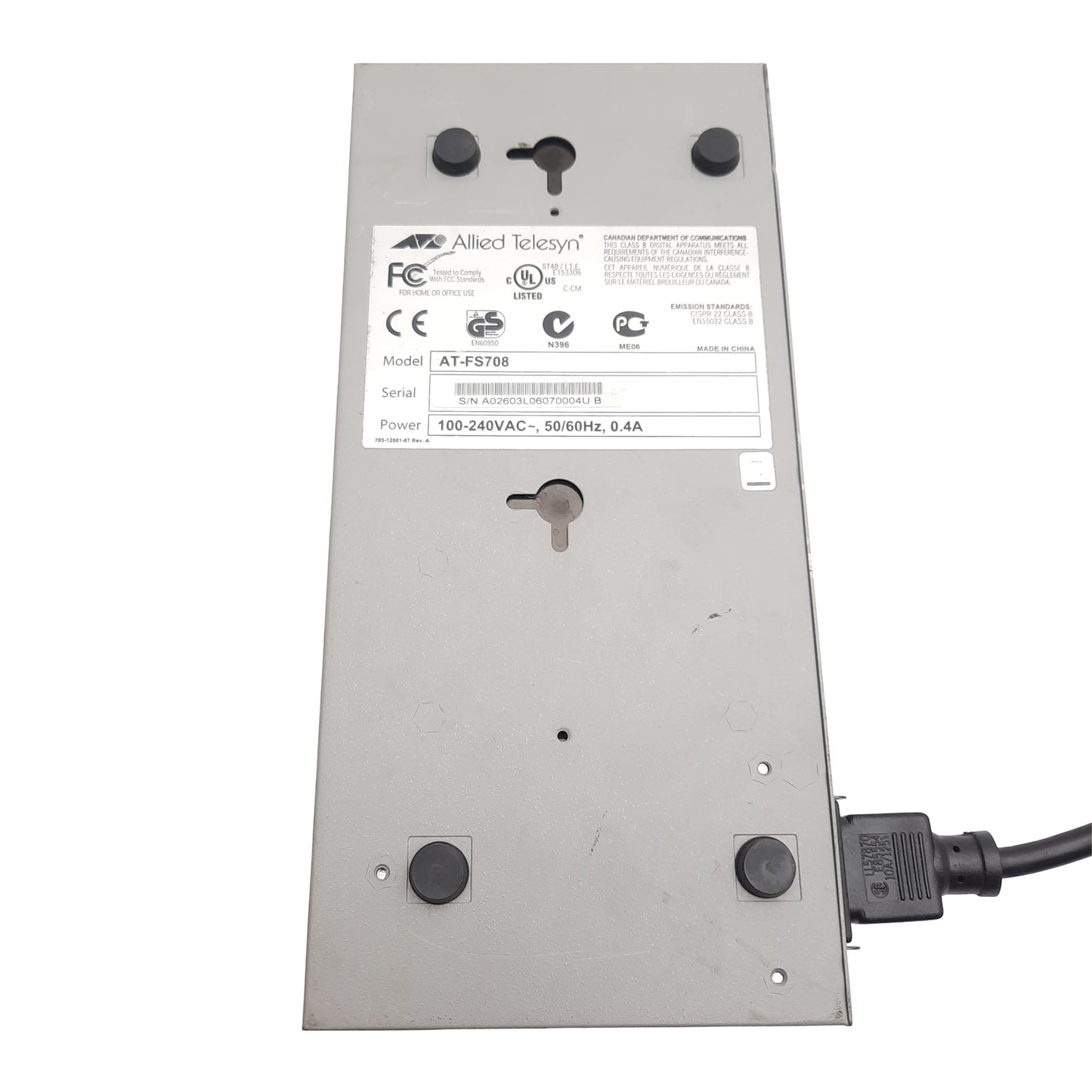 Used Allied Telesyn AT-FS708 10/100 Fast Ethernet Switch, 8-Port RJ-45, 110/120VAC