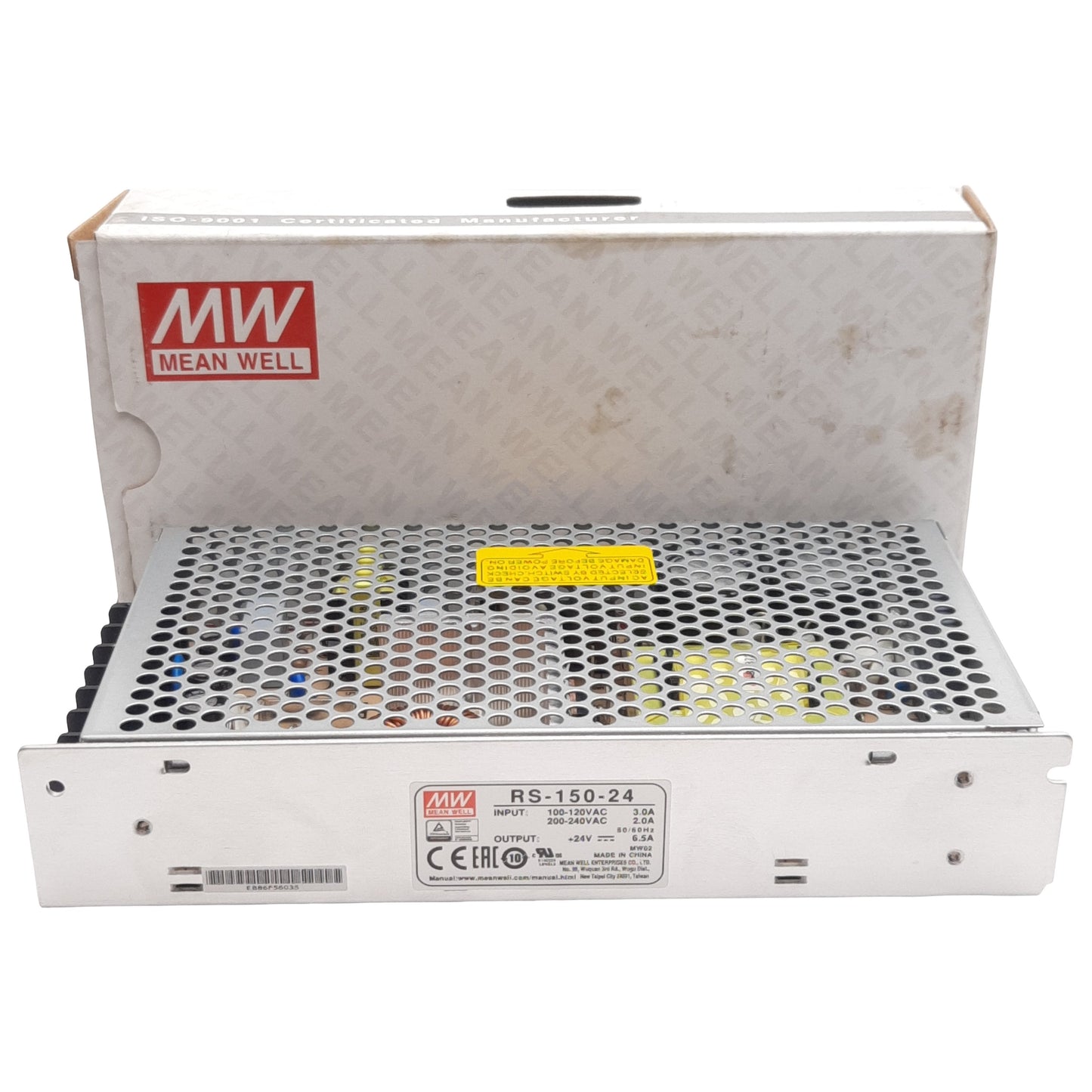 New Mean Well RS-150-24 Switching Power Supply, 120/240VAC In, 6.5A 24VDC 150W Out