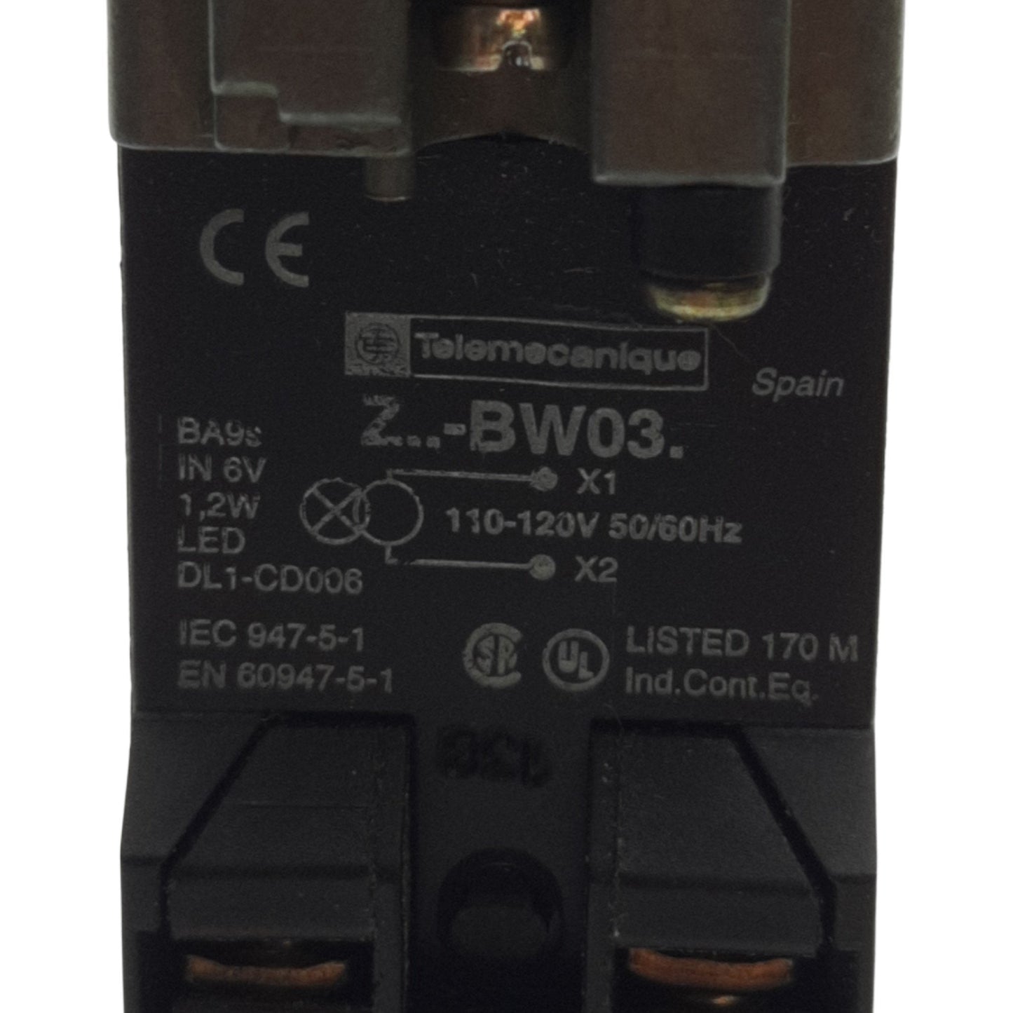 Used Telemecanique ZB2BW36 Push Button, 1 NC & 1 NO, 400VAC, 10A, Flush, Blue, 22mm