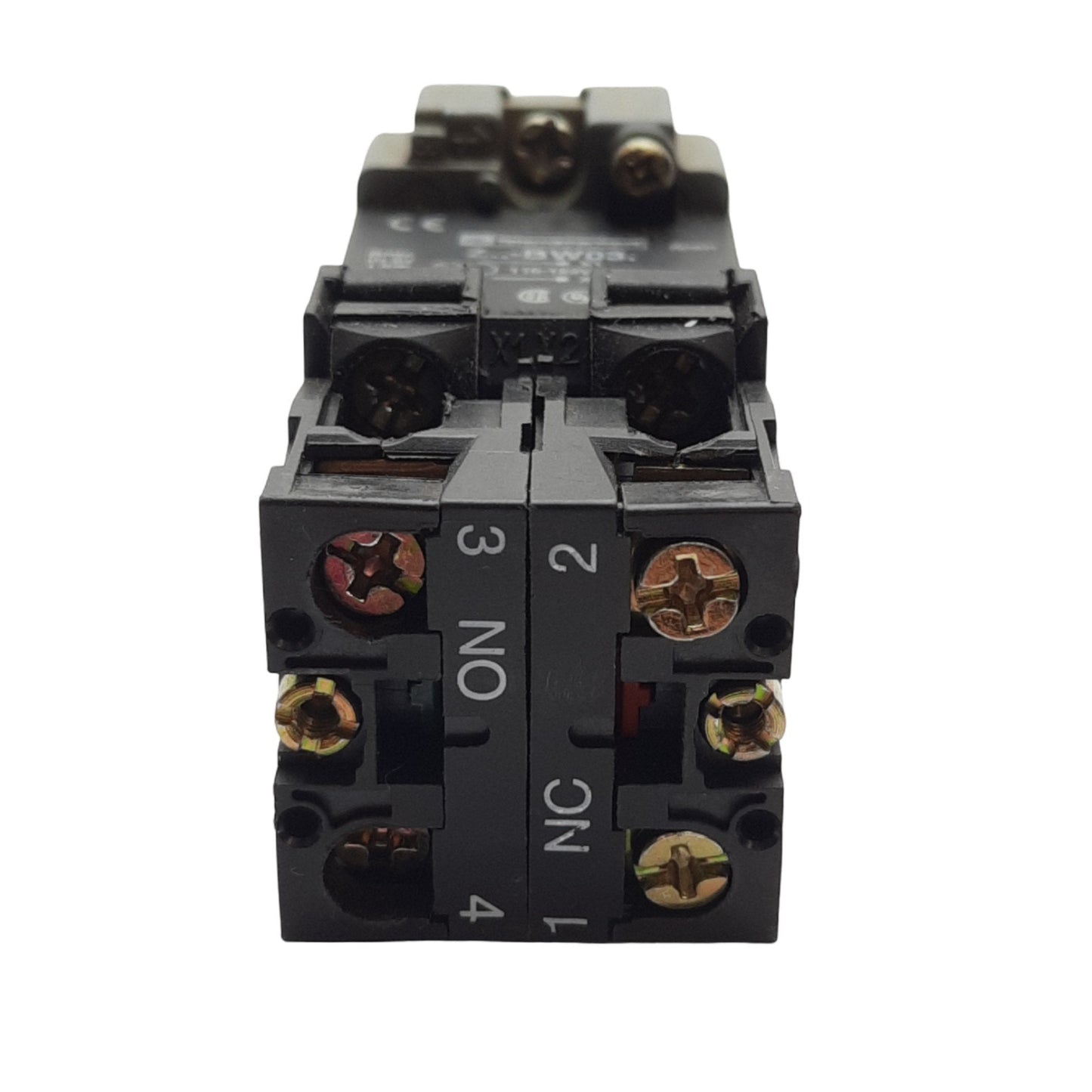 Used Telemecanique ZB2BW36 Push Button, 1 NC & 1 NO, 400VAC, 10A, Flush, Blue, 22mm