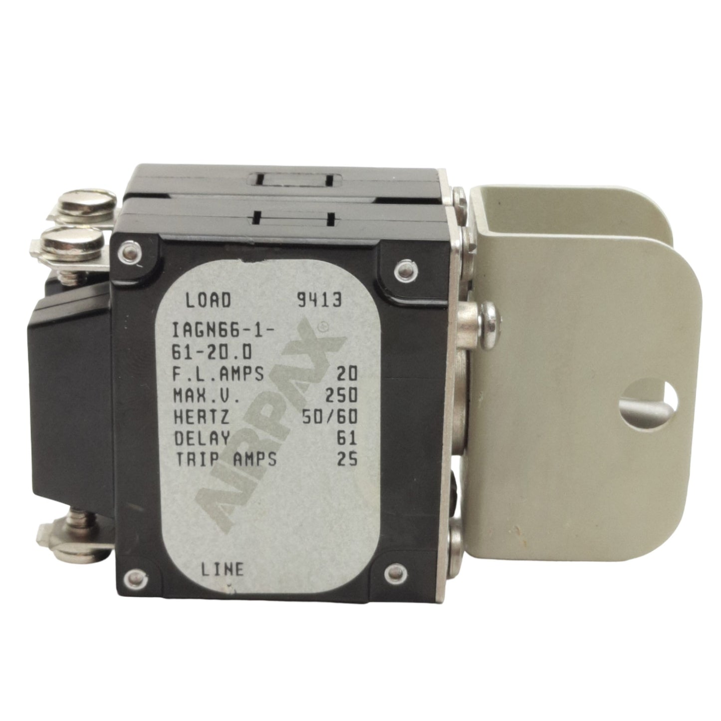 Used Airpax IAGN66-1-61-20.0 Magnetic Circuit Breaker, 20A 2-Pole, 250VAC/80VDC