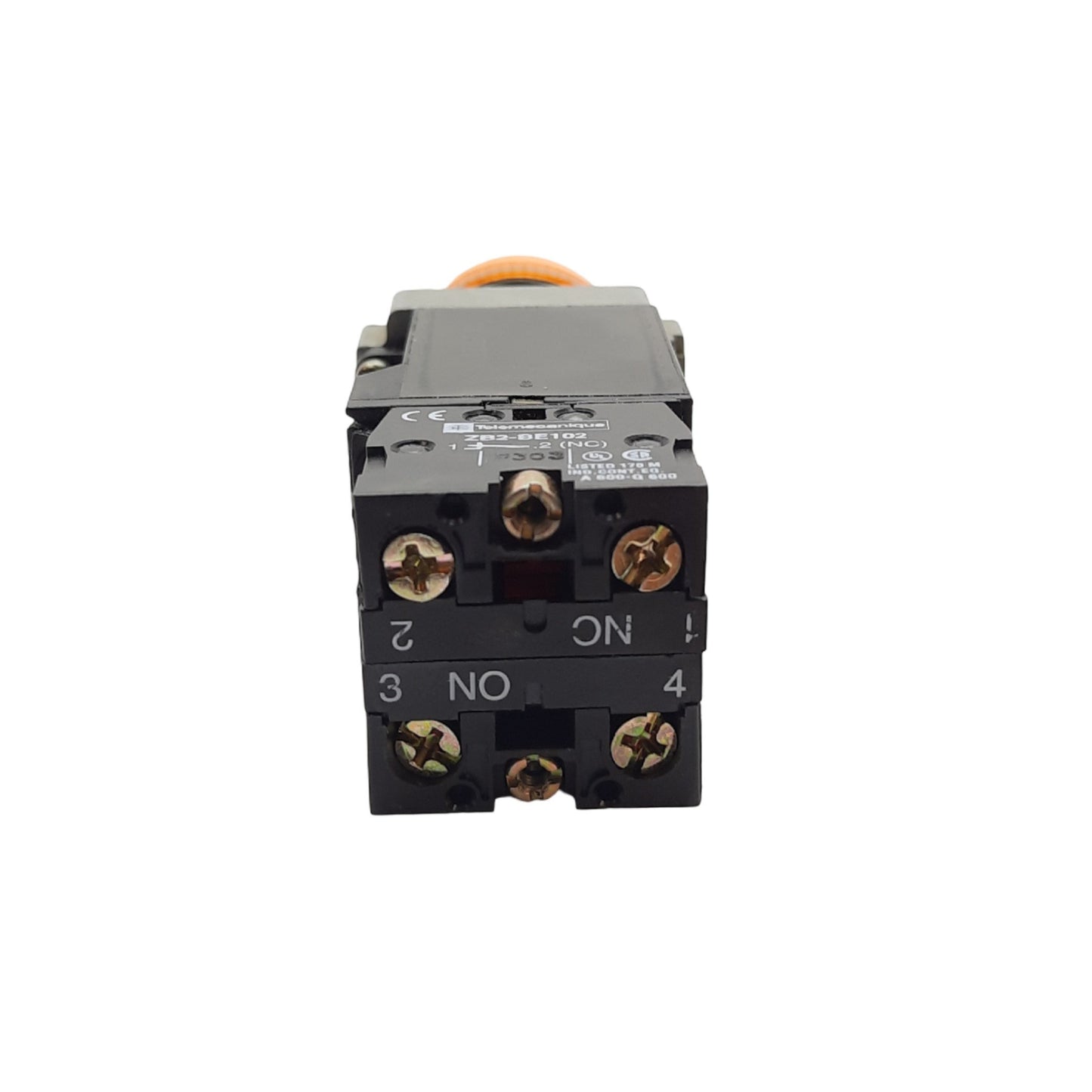 Used Telemecanique ZB2BV05 Pilot Light, 1 NO & 1 NC, 400VAC 10A, Amber, 22mm