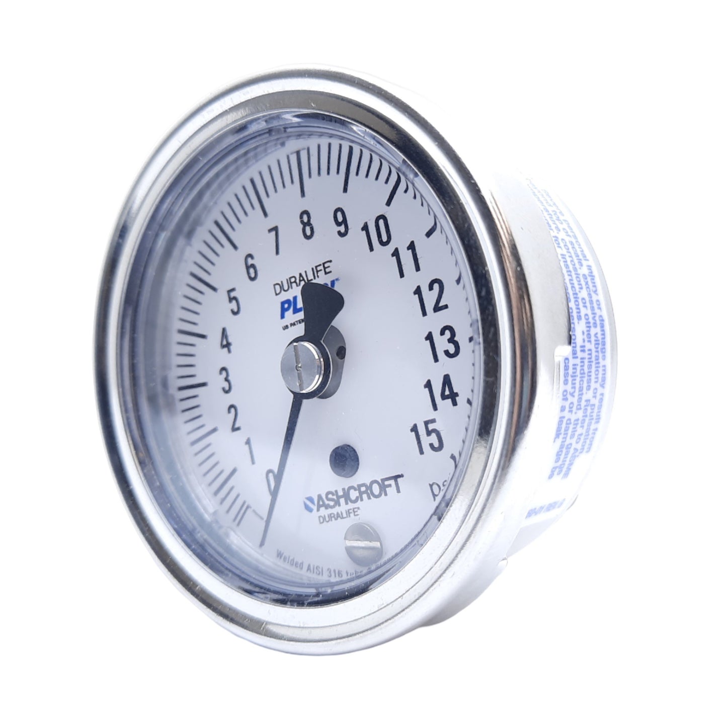 New Ashcroft 25-1009-AW-02B-15#, Duralife Pressure Gauge, 2 1/2" Dial Size, 0-15 PSI