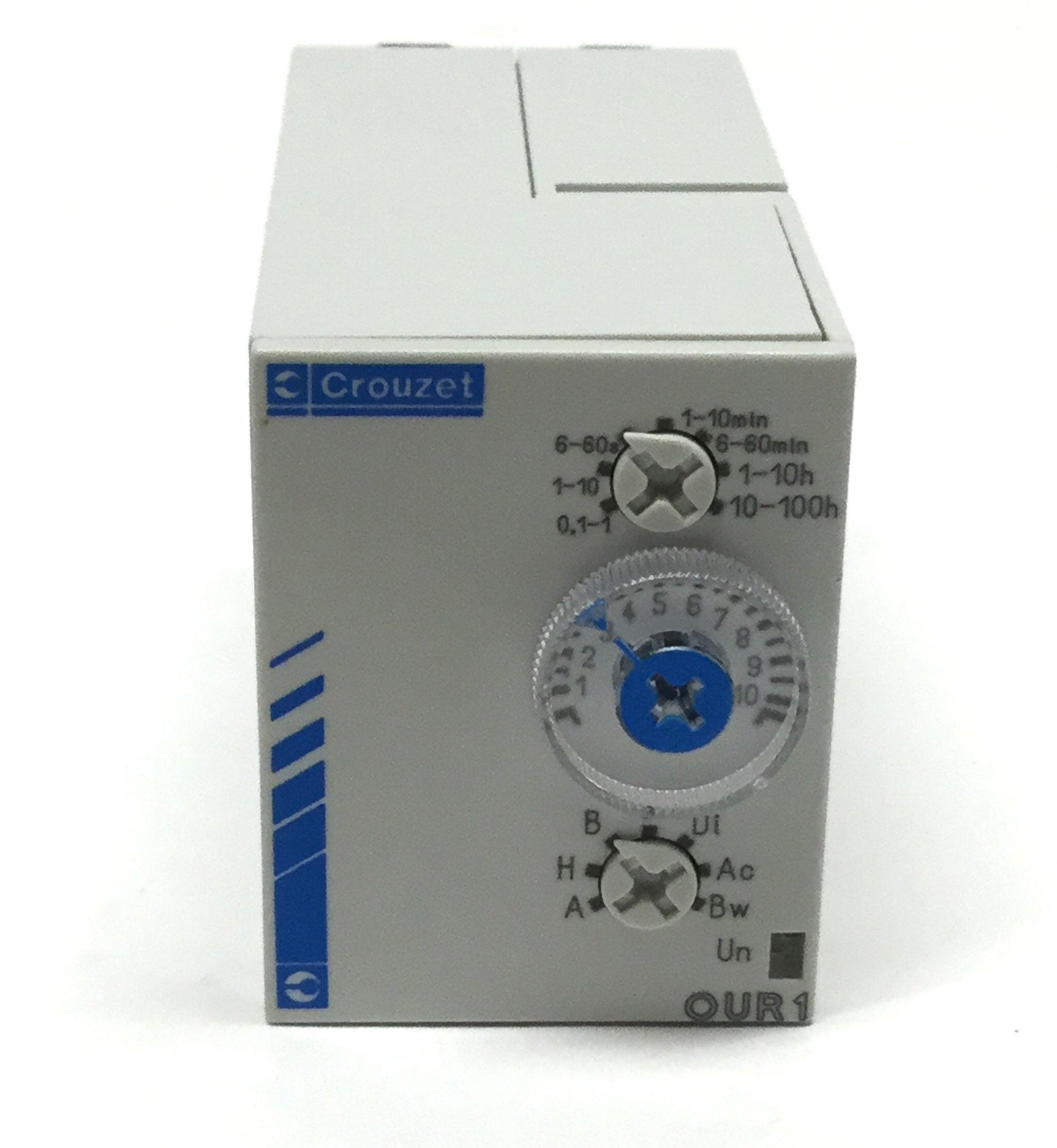 Used Crouzet OUR1 88867105 Timer Relay, 0.1s to 100hr, 24VDC/24-240VAC, 8A 250VAC