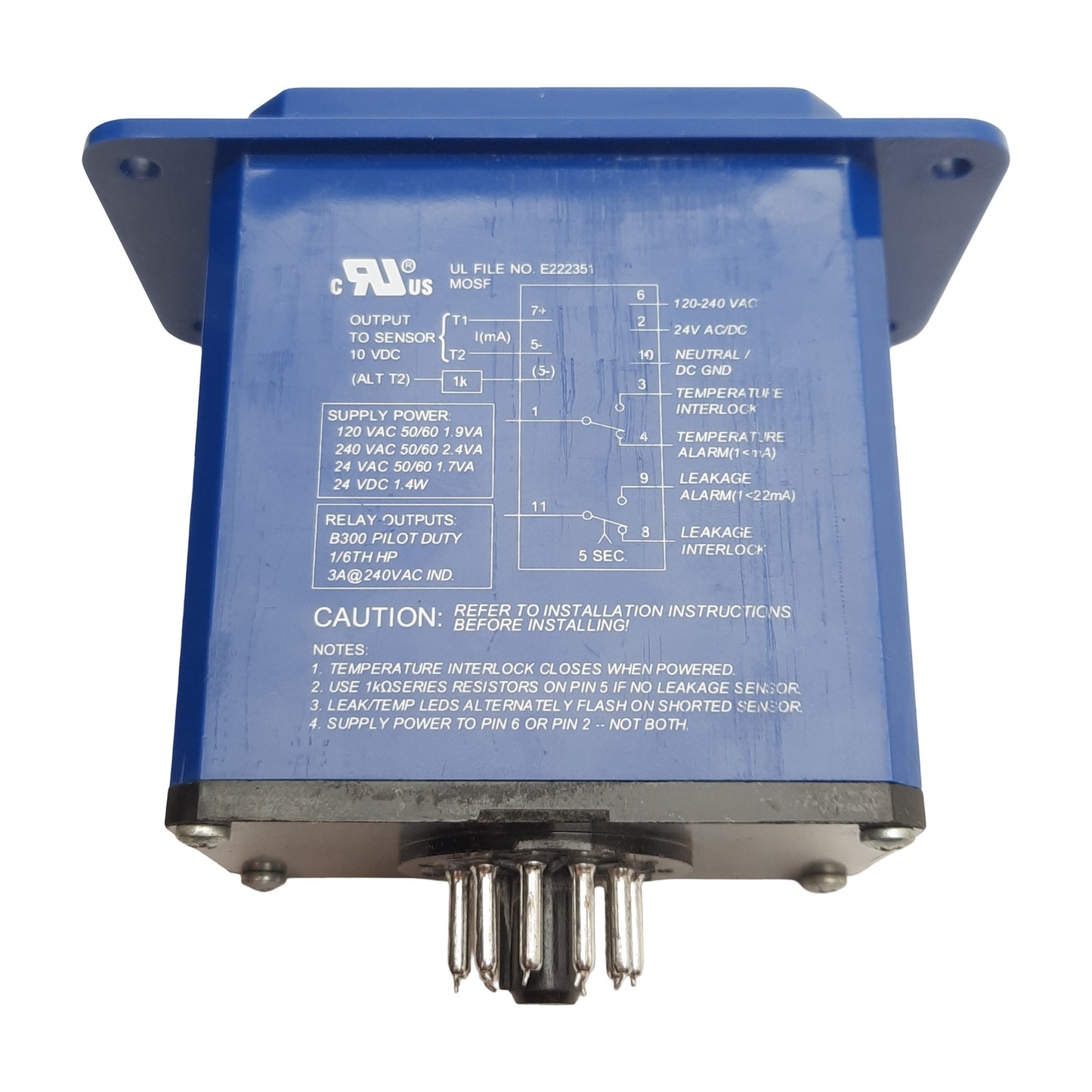 Used MTS MOSF-M Pump Protection Module, 24VDC/240VAC In, 3A 240VAC Out, 11-Pin Octal