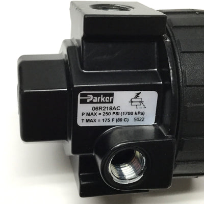 New – Open box Parker 06R218AC Prep-Air Pressure Regulator 2-125psi, 3/8" NPT, 250psi Max Inlet