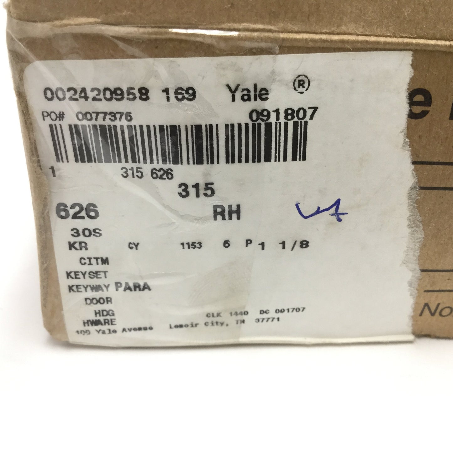 New – Open box Yale 315-626 Mortise Deadbolt Lock for 1-3/8" or 1-3/4" Door, 2-3/4" Backset