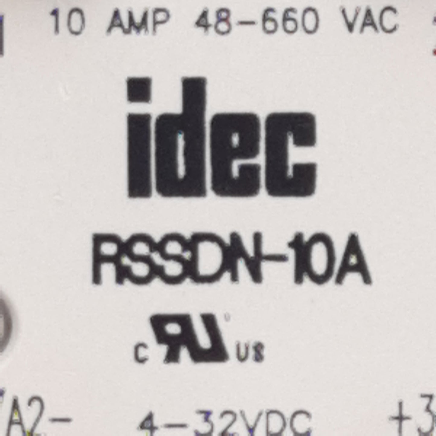 Used Idec RSSDN-10A Solid-State Relay, SPST-NO, 4-23VDC In, 10A 48-660VAC Out