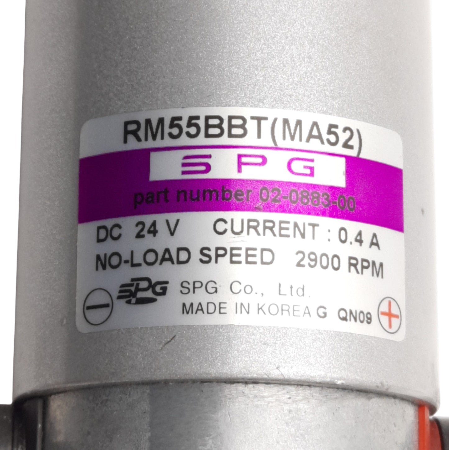 Used SPG RM55BBT 02-0883-00 Feed and Transport Motor for Accufast 24VDC 0.4A, 2900RPM