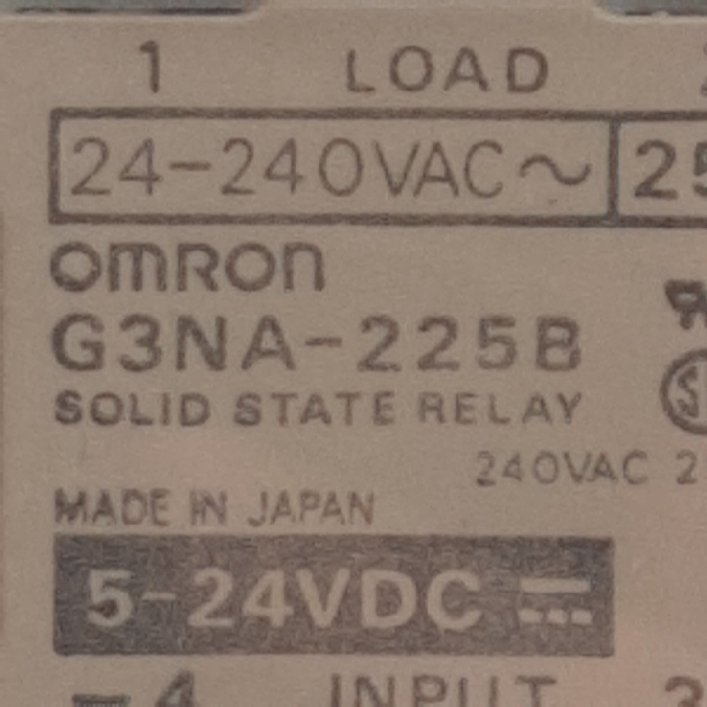 Used Omron G3NA-225B Solid-State Relay, SPST-NO, 5-24VDC In, 25A 24-240VAC Out