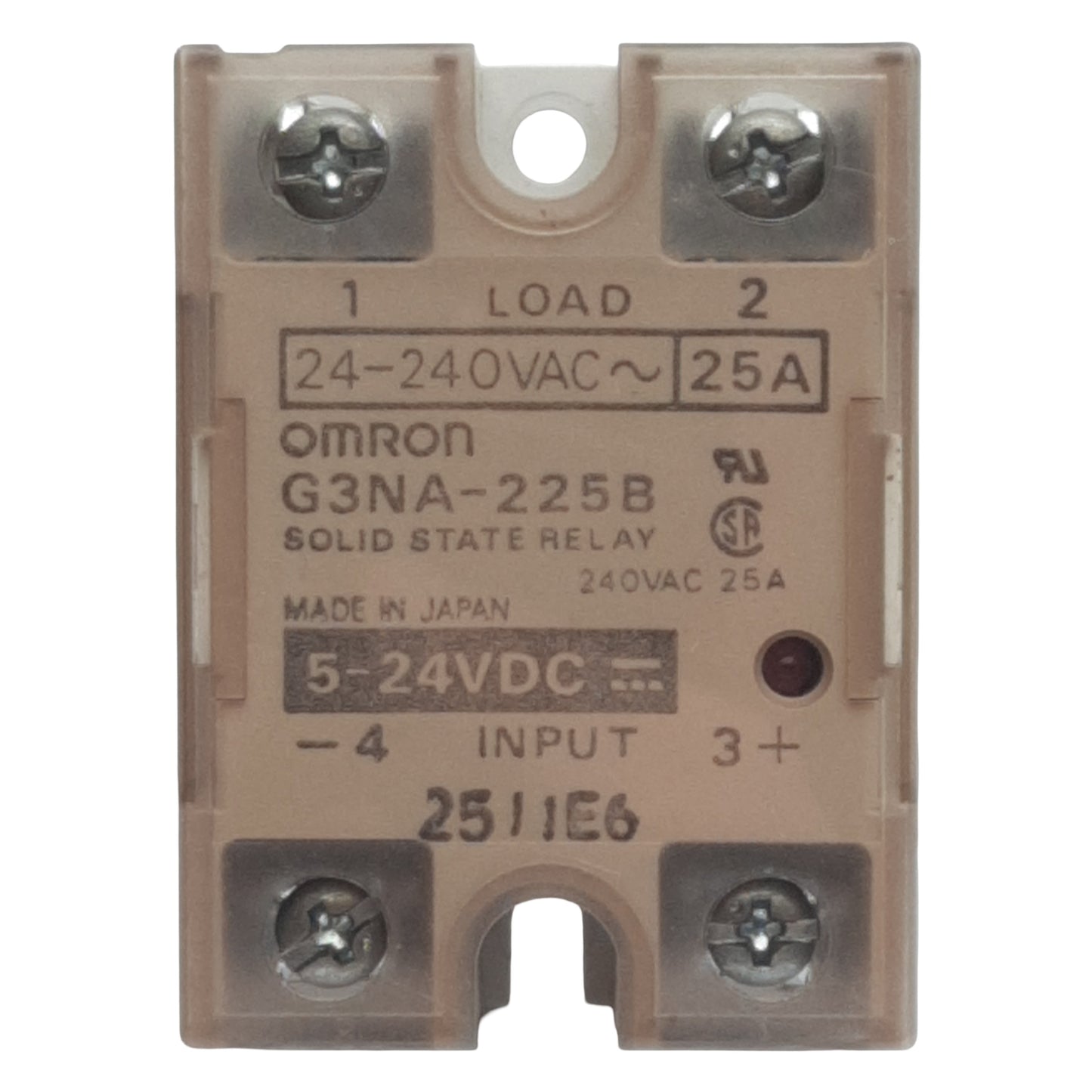 Used Omron G3NA-225B Solid-State Relay, SPST-NO, 5-24VDC In, 25A 24-240VAC Out